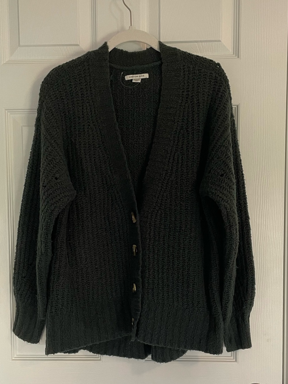 American Eagle Outfitters Black Chunky Button Cardigan